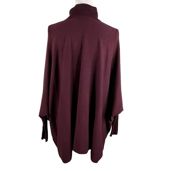 Alfani Sweater Medium Wine Turtleneck Poncho Dolman Sleeves Oversized New - Picture 2 of 13